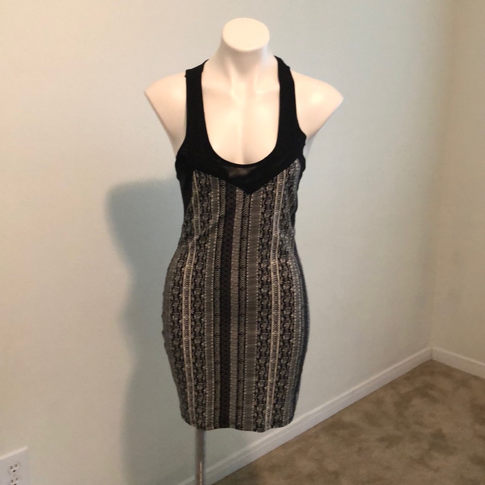 Tribal Print Black/White Cotton Racerback Dress